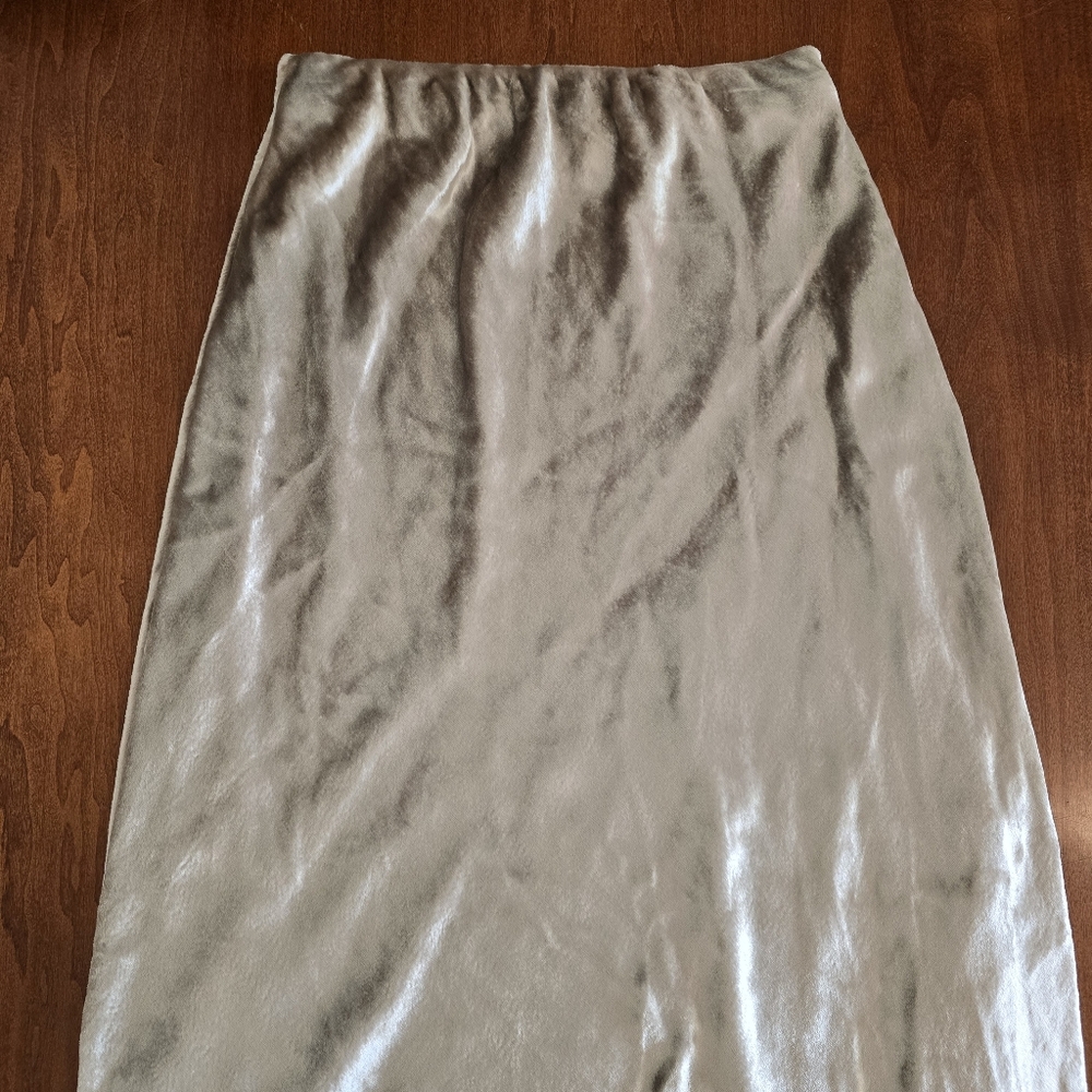 Polo Ralph Lauren Lush Velvet Flared Silver Midi Skirt | Sz 6 - Picture 9 of 16